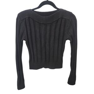 Steve Madden Black Ribbed Knit Sweater – Size S